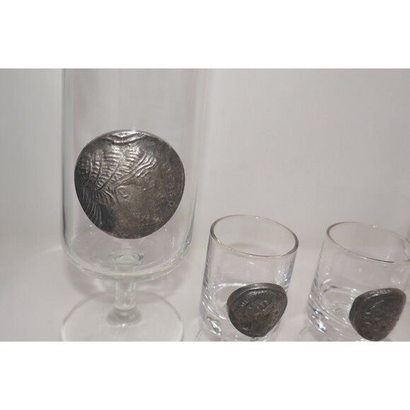 Zinnmünsen Herren Set ~ 2 Beer Cups and 2 Shot Gasses with Pewter Coins - Picture 5 of 10